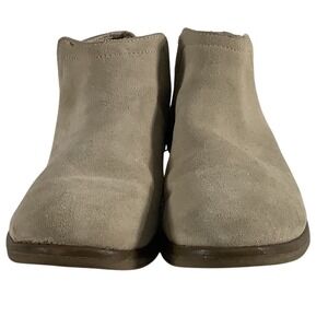 TOMS Jutti Suede Glitter Ankle Boots Taupe Rose Gold Sparkle Flat Booties Size 6
